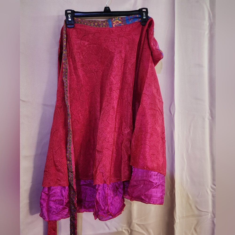 Vibrant Pink and Purple Wrap Skirt
